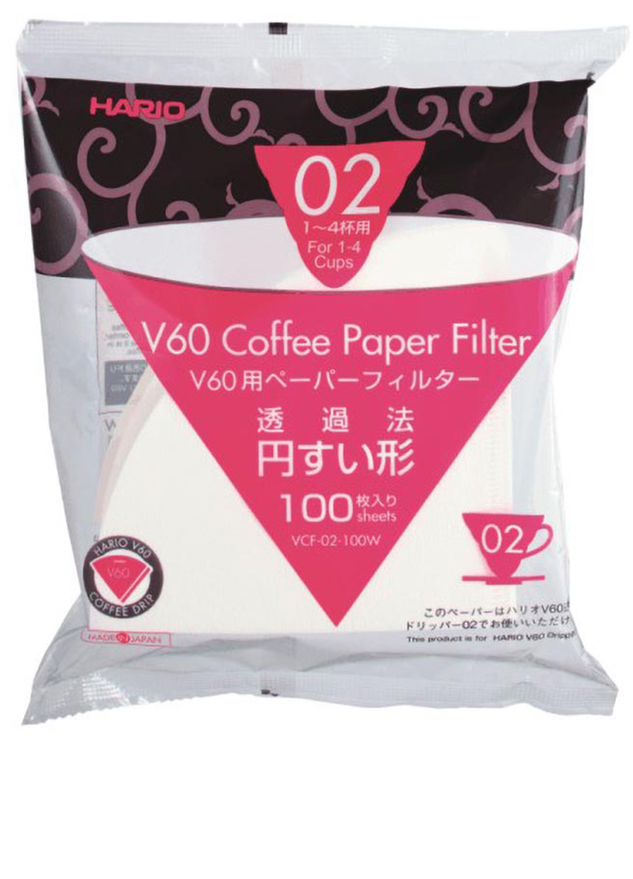 Papierfilter für Hario V60 Dripper Größe 02, weiß (100 Stück)